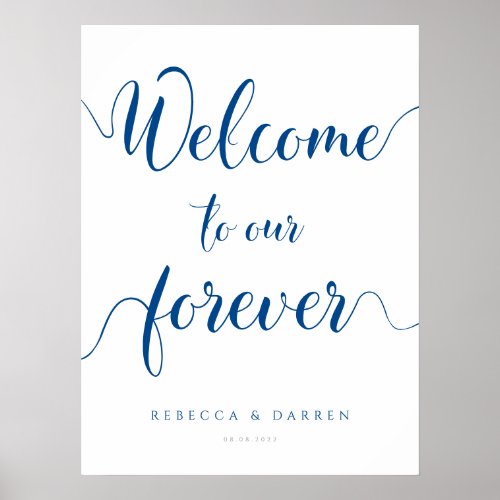 Royal Blue Welcome to our Forever Wedding Sign