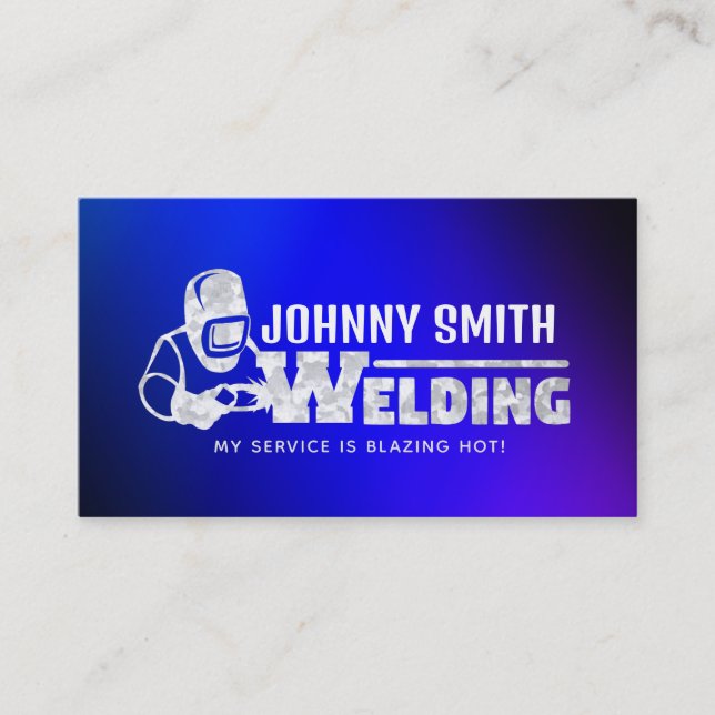 Royal Blue Welder Business Cards (Front)