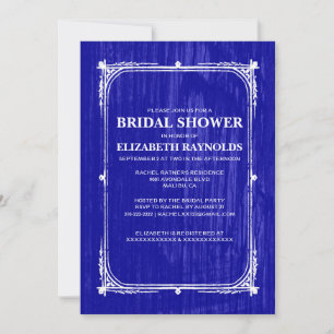 Royal Blue Western Barn Wood Bridal Shower Invites