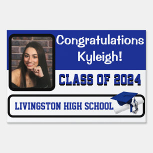 Royal Blue & White 2-Sided Large Graduation Lawn Sign