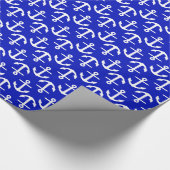 Royal Blue White Anchors 2Dir Pattern Wrapping Paper (Corner)