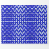 Royal Blue White Anchors 2Dir Pattern Wrapping Paper (Flat)