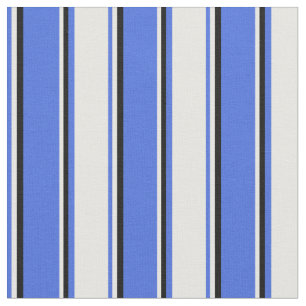 Royal Blue, White, and Black Colored Lines Fabric