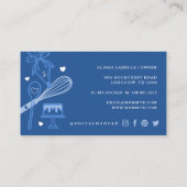 Royal Blue & White Baking & Cooking Utensil Bakery Business Card (Back)