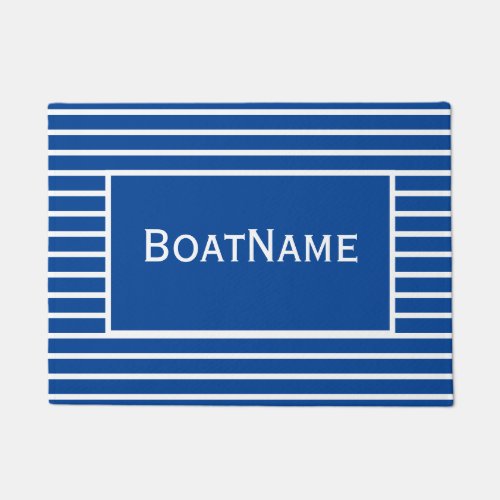 Royal Blue  White Boat Name Doormat