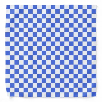 Royal Blue White Checkerboard Pattern Bandana by BestPatterns4u at Zazzle