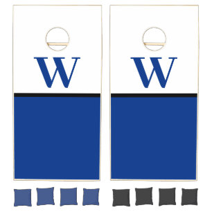 Royal Blue & White College Monogram Cornhole Set