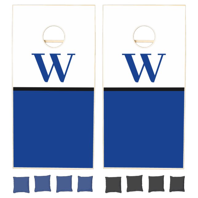 Royal Blue & White College Monogram Cornhole Set (Set)