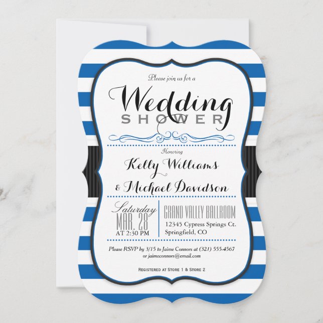 Royal Blue & White Couples Wedding Shower Invitation (Front)