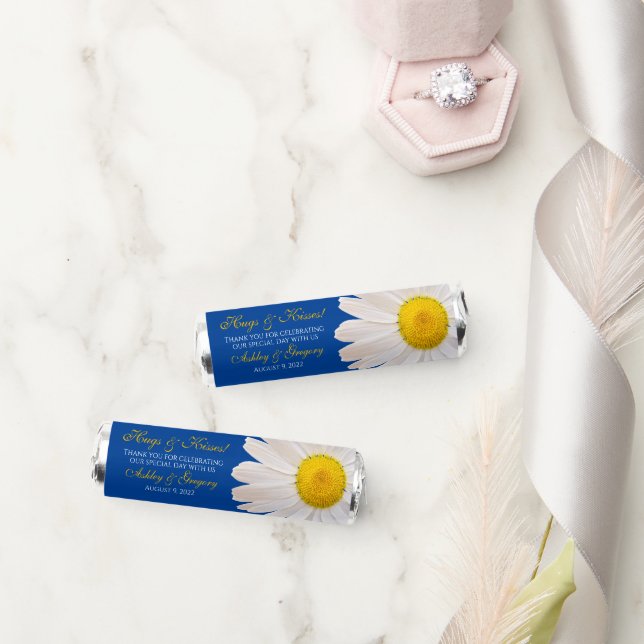 Royal Blue White Daisy Wedding Favor Breath Mints (Wedding)