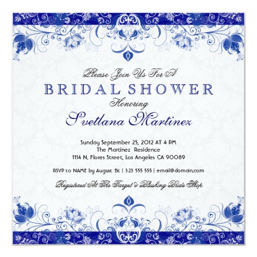 Royal Blue Bridal Shower Invitations 1