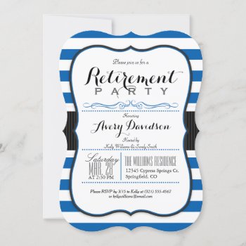 Royal Blue & White; Elegant Retirement Party Invitation by Card_Stop at Zazzle