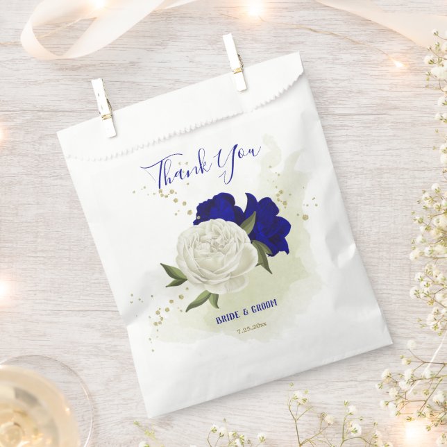 royal blue white floral greenery wedding favor bag (Clipped)