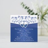 Royal Blue, White Floral Hearts Bridal Shower Invitation (Standing Front)