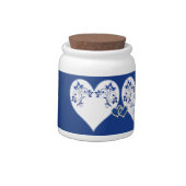 Royal Blue, White Floral Hearts Candy Jar (Left)