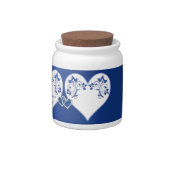 Royal Blue, White Floral Hearts Candy Jar (Right)