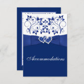Royal Blue, White Floral, Hearts Enclosure Card (Front/Back)
