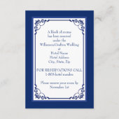 Royal Blue, White Floral, Hearts Enclosure Card (Back)