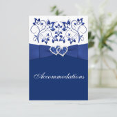 Royal Blue, White Floral, Hearts Enclosure Card (Standing Front)