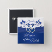Royal Blue, White Floral Mother of the Bride Pin (Front & Back)