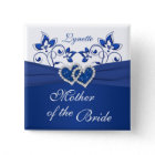 Royal Blue, White Floral Mother of the Bride Pin