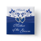 Royal Blue, White Floral Mother of the Groom Pin
