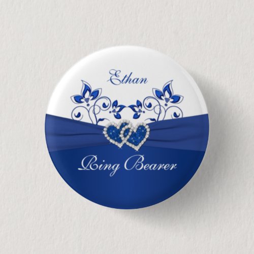 Royal Blue White Floral Ring Bearer Pin