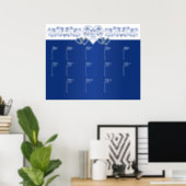 Royal Blue, White Floral Table Seating Poster (Home Office)