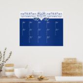 Royal Blue, White Floral Table Seating Poster (Kitchen)