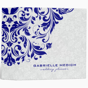 Royal Blue & White Floral Vintage Damasks 2 Binder