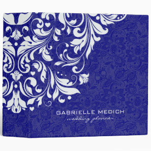 Royal Blue & White Floral Vintage Damasks 2 Binder