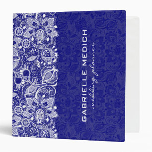 Royal Blue & White Floral Vintage Lace Binder