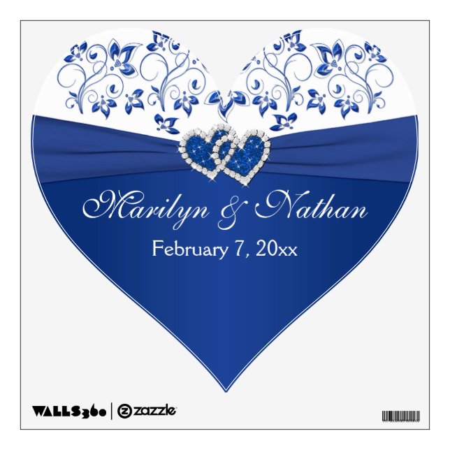 Royal Blue, White Floral Wedding Wall/Floor Decal (Front)