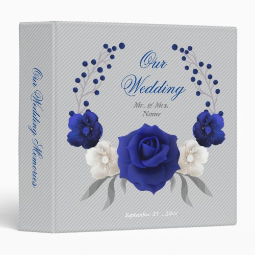 royal blue white floral wreath gray photo album 3 ring binder