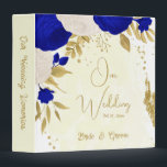 royal blue white flowers gold botanical wedding 3 ring binder<br><div class="desc">Romantic royal blue & white flowers with gold leaves botanical wedding photo album binder.
The glitter details are simulated.</div>
