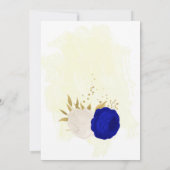royal blue & white flowers gold bridal shower invitation (Back)
