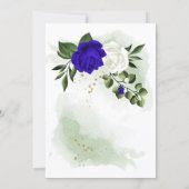 royal blue white flowers gold geometric wedding invitation (Back)