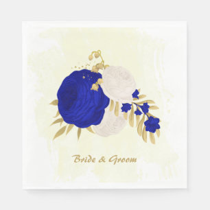 royal blue & white flowers gold napkins
