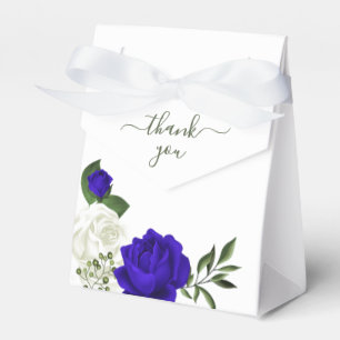 royal blue & white flowers greenery wedding favor boxes