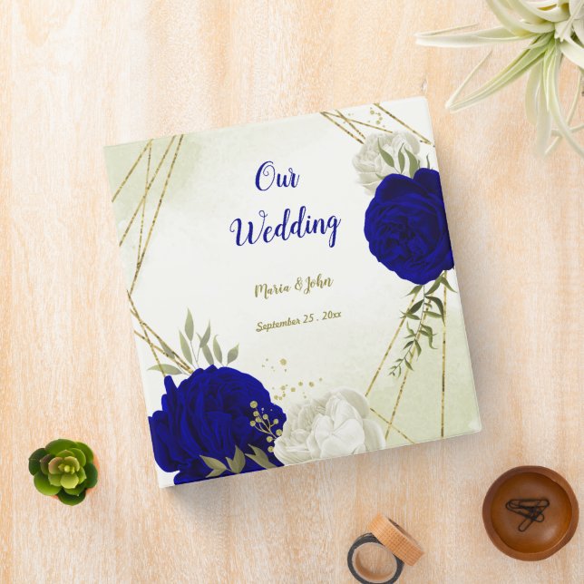 royal blue white flowers photo album 3 ring binder (In Situ)