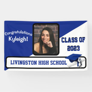 Royal Blue & White Graduation Banner