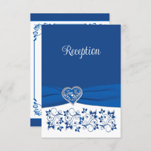 Royal Blue, White Heart of Love Reception Card