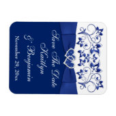 Royal Blue White Hearts Save the Date Flex Magnet (Horizontal)