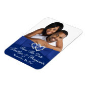 Royal Blue White Hearts Save the Date Photo Magnet (Left Side)