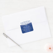 Royal Blue White Joined Hearts Bridal Shower Favor Square Sticker (Envelope)