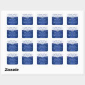 Royal Blue White Joined Hearts Bridal Shower Favor Square Sticker (Sheet)