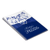 Royal Blue, White Joined Hearts Floral Notebook 2 (Right Side)