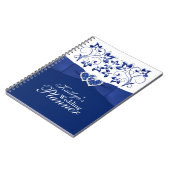 Royal Blue, White Joined Hearts Floral Notebook 2 (Left Side)