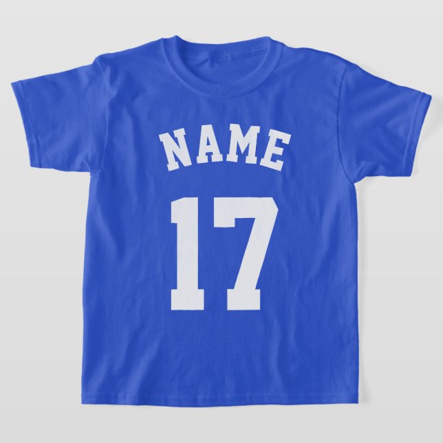 Royal Blue & White Kids, Sports Jersey Design T-Shirt