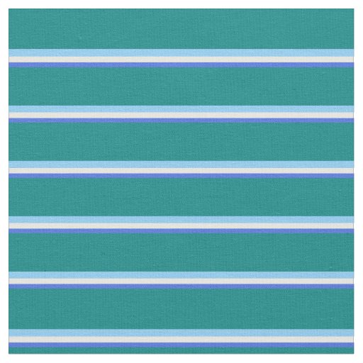 Royal Blue, White, Light Sky Blue, and Teal Lines Fabric